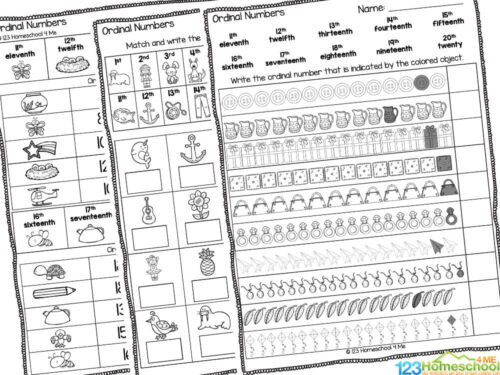 FREE Printable Ordinal Numbers 1-20 Worksheets For Grade 1
