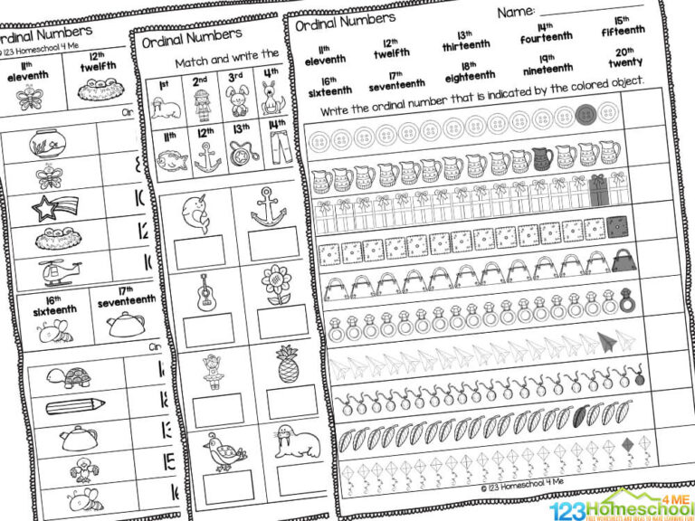 FREE Printable Ordinal Numbers 1-20 Worksheets For Grade 1