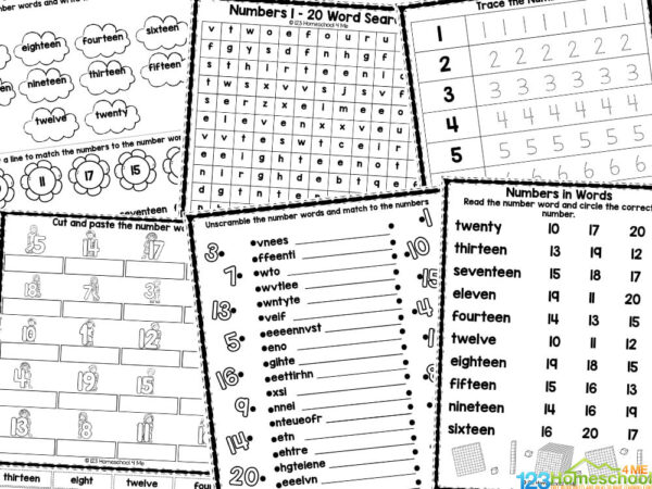 FREE Printable Numbers 1 to 20 Worksheets