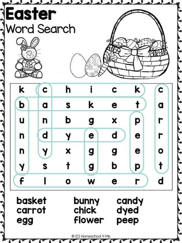 easter word search with answers