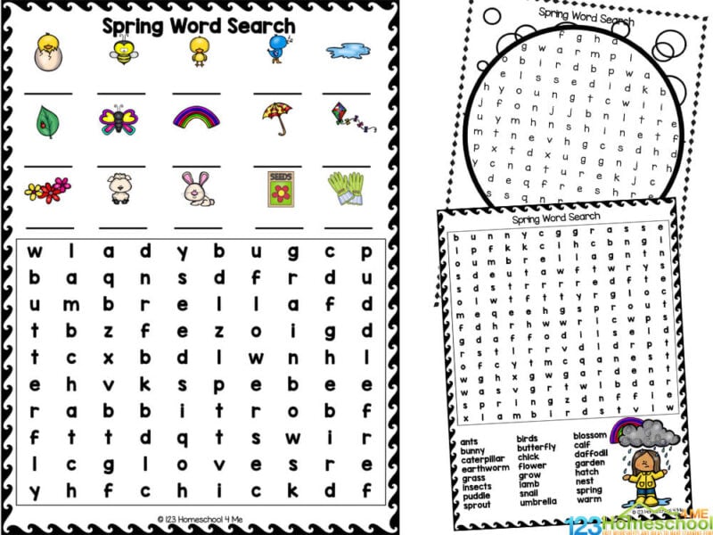 springtime word search