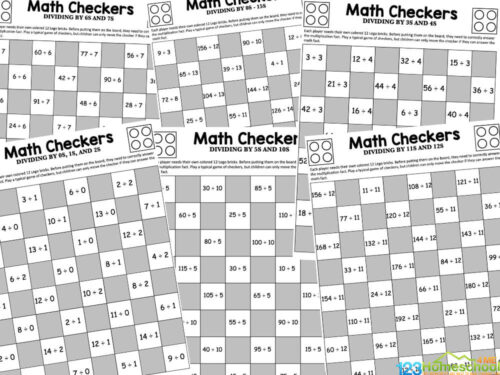 FREE Printable Division Cool Math Games Checkers