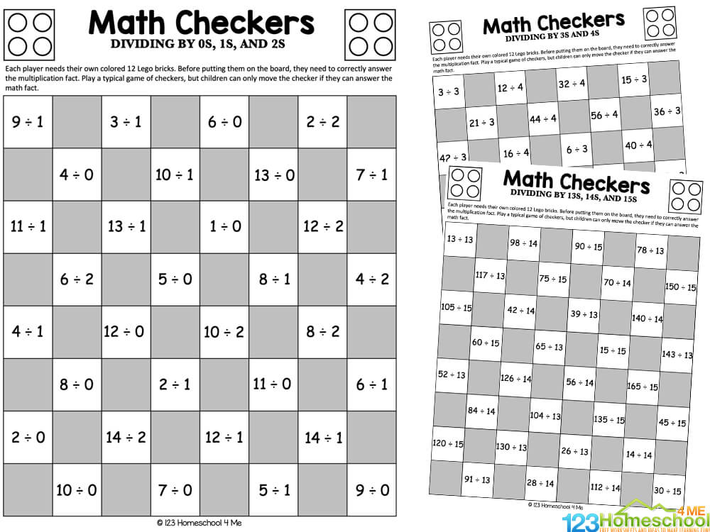 FREE Printable Division Cool Math Games Checkers