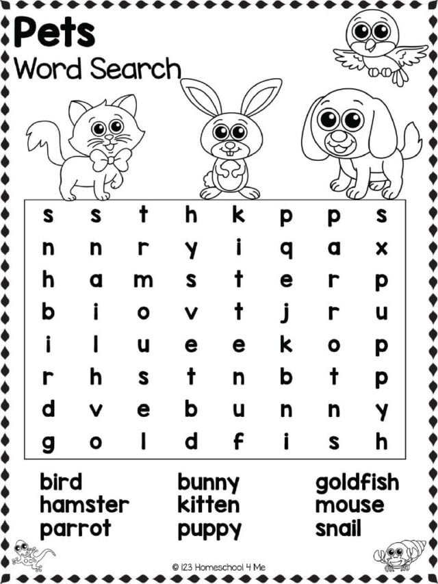 FREE Printable Animal Word Searches for Kids