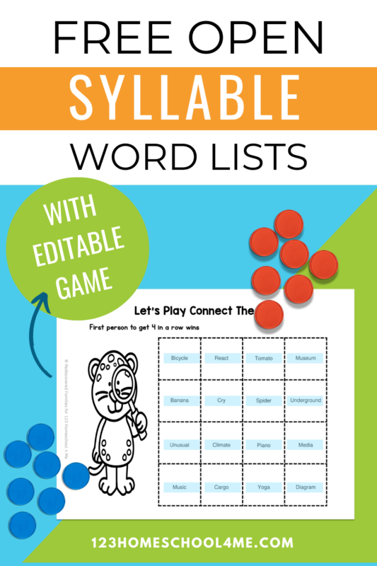 Open Syllable Words Examples