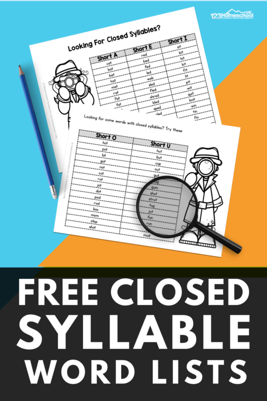 Explore the world of closed syllable words! Free printable word lists with examples to boost your child's reading skills. Loads of ideas!