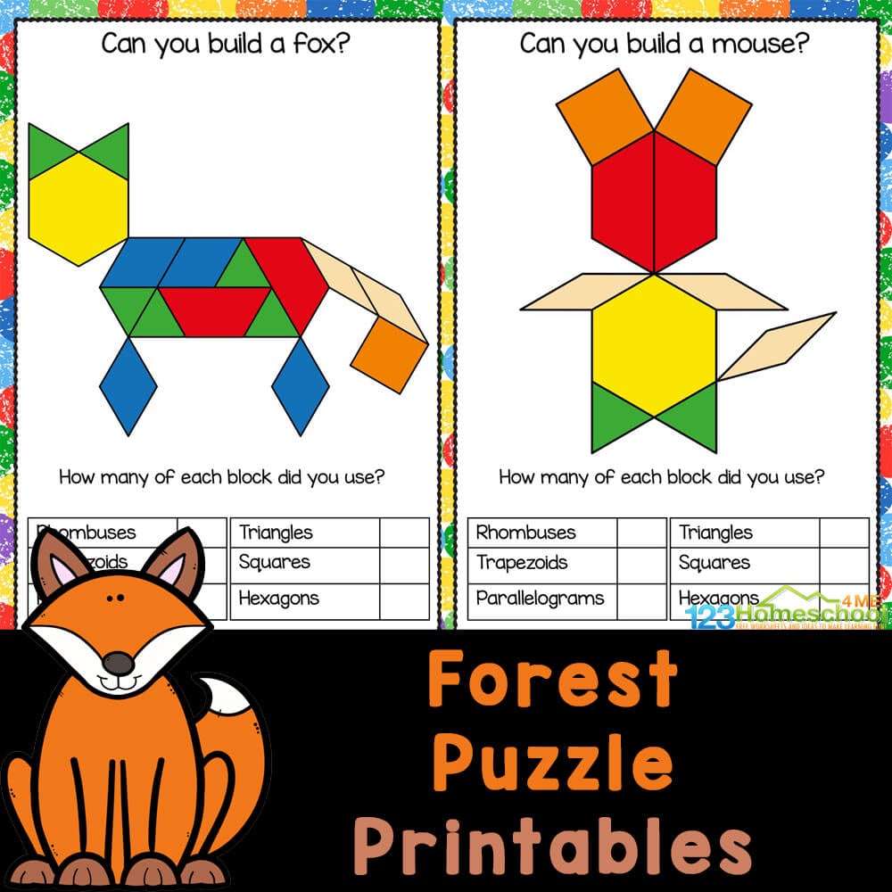 FREE Printable Forest Pattern Block Mats Templates – Shapes Activity!