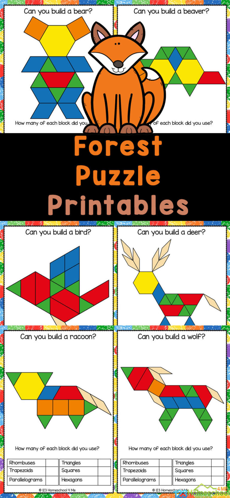 FREE Printable Forest Pattern Block Mats Templates - Shapes Activity!