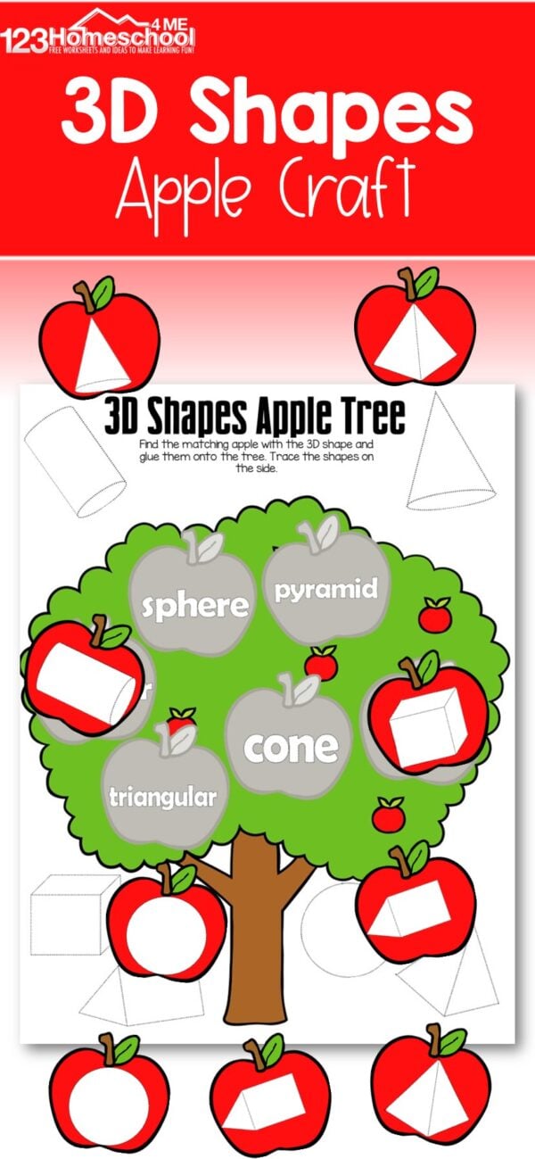 3d Shapes Craft - Free Printable Apple Tree Project