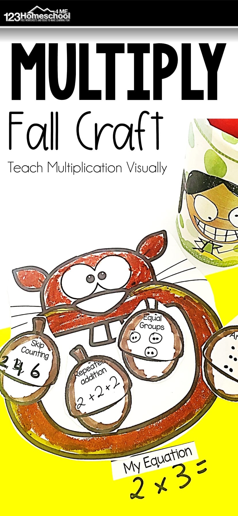 Multiplication Table Math Craft Fall Multiplication Craft Printable: Squirrel and Acorn Activity for ...