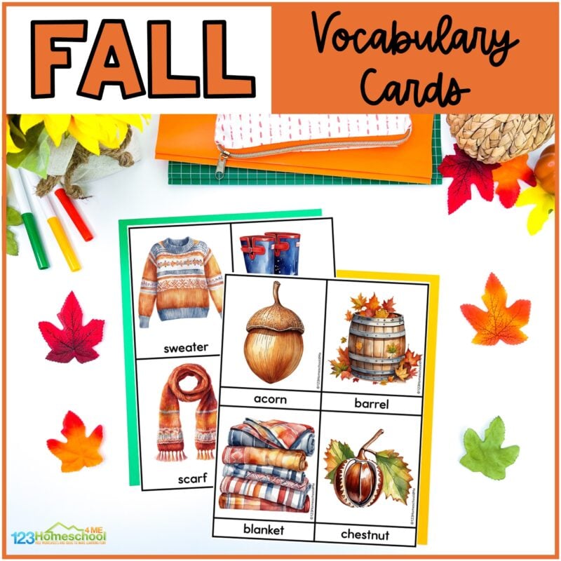 Check out our adorable, free printable Autumn Flashcards, perfect for toddlers to first graders, along with creative ways to use them!