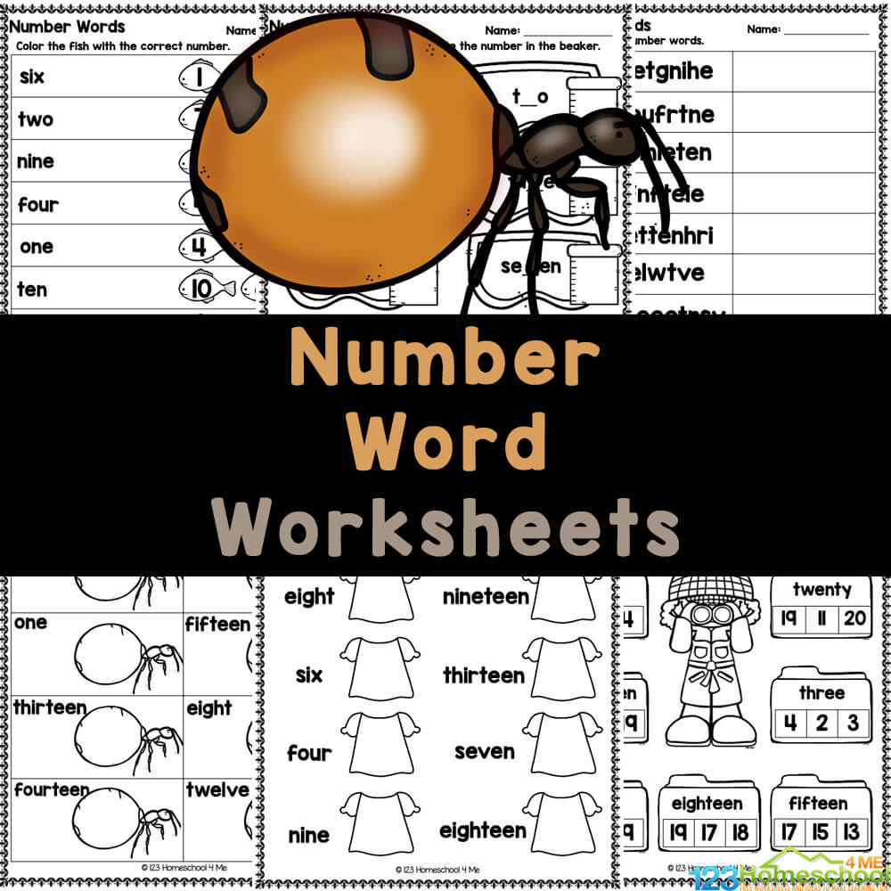 Number Name Worksheets – Learning to Write 1 to 20 in Words