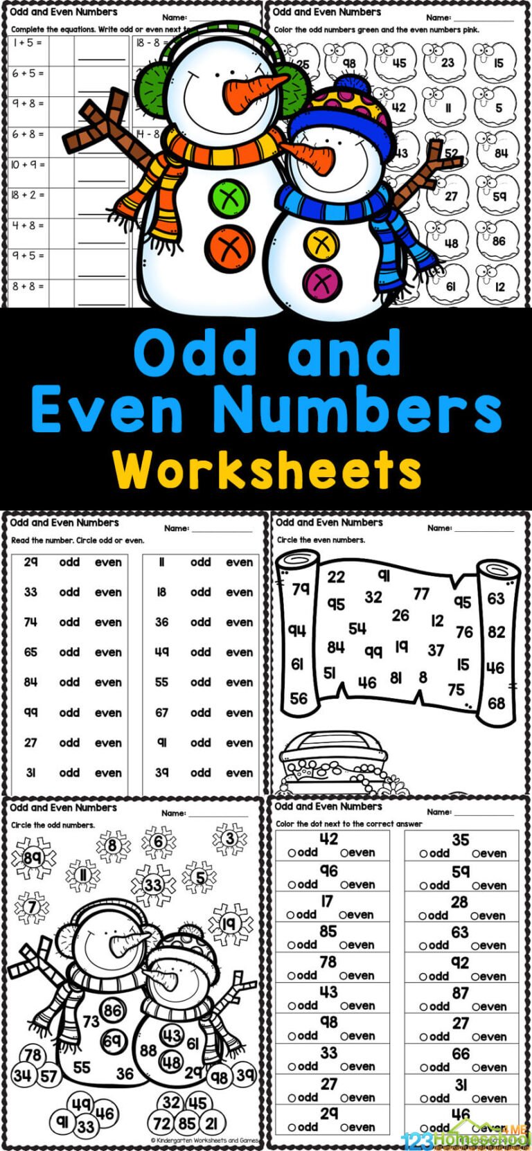 Even and Odd Number Worksheets