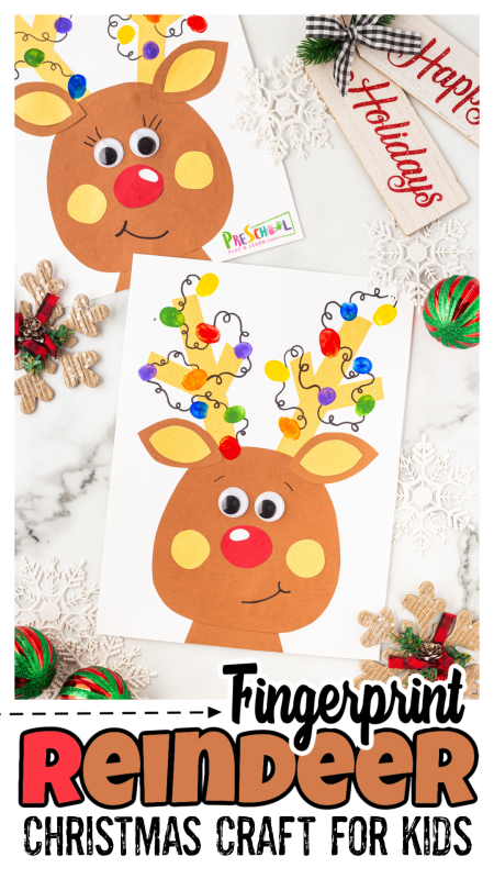 adorable fingerprint reindeer craft