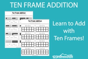 Check out this free ten frame printable resource to help pre-k and kindergarten students visualize addition while having fun learning!