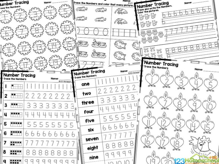 Trace the Numbers 120 Free Printable Kindergarten Tracing Worksheet