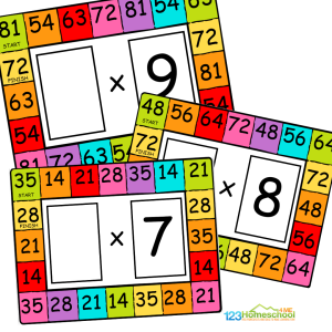 Download this fun, free printable multiplication game to help 2nd and 3rd graders practice their 6, 7, 8, and 9 times tables while having a blast!
