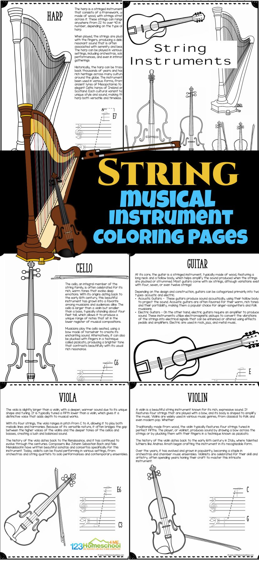 String Musical Instruments Coloring Pages