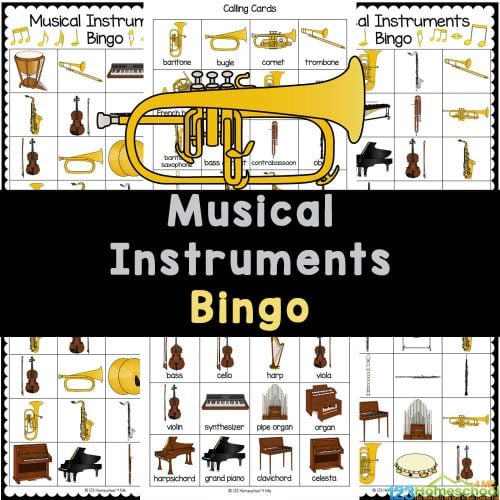 🎷 FREE Printable Musical Instruments BINGO Game