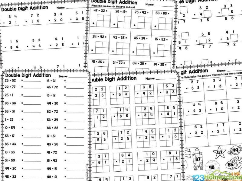 2 digit addition worksheets