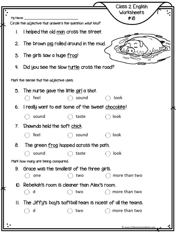 2nd grade adjective worksheet
