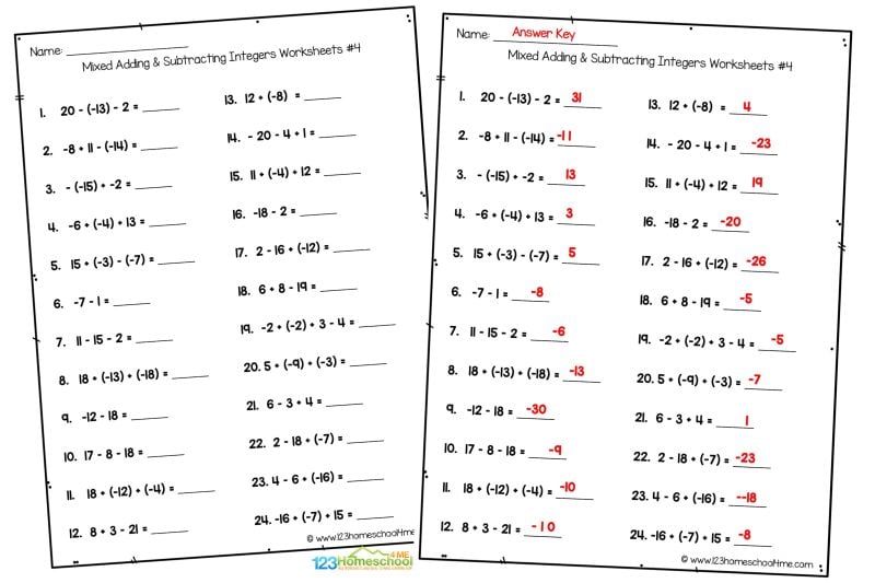 Integers Worksheets for Grade 7 Math integers-worksheets-for-grade-7-math