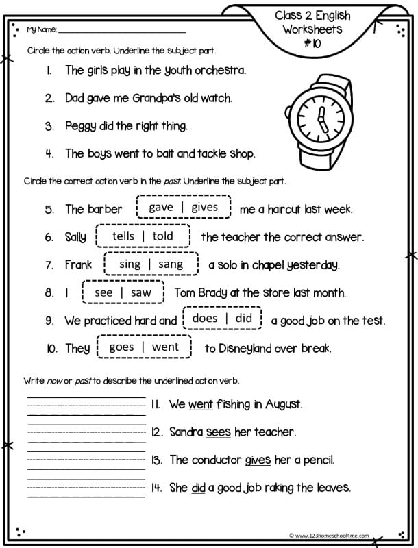 action verbs class 2