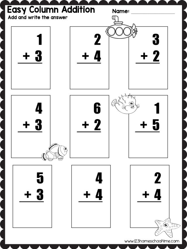 Free Adding Sheets for Kindergarten Math