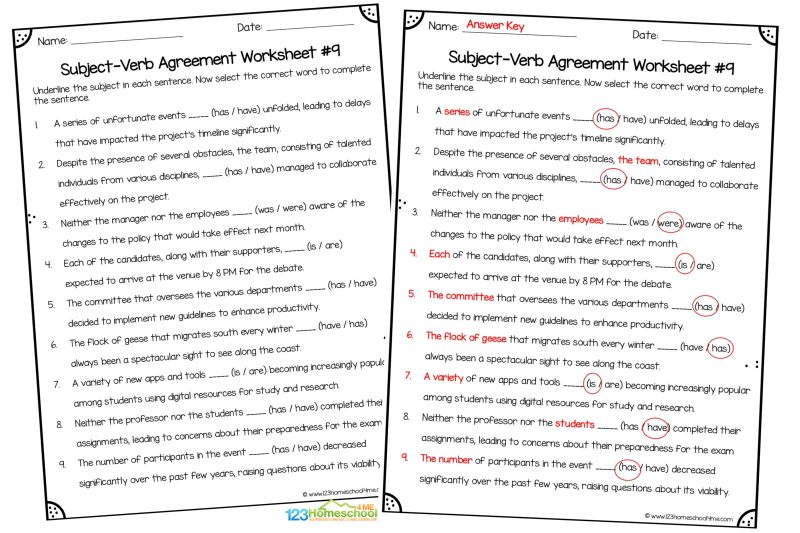 act english worksheets - free practice of subject verb aggrement agreement of subject and verb exercise