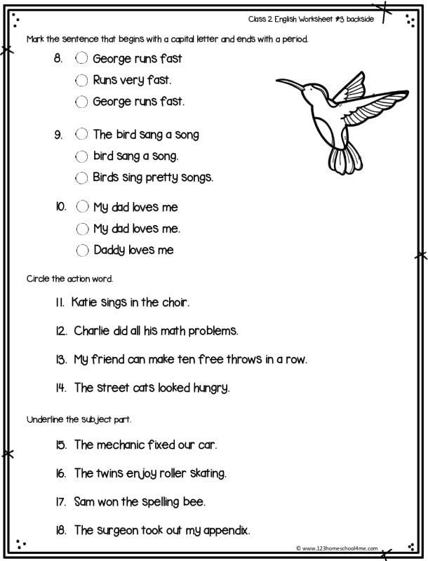 capital letter and puntuation makes a sentence worksheet