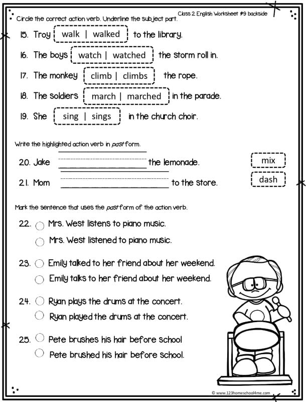 grade 2 verb worksheet