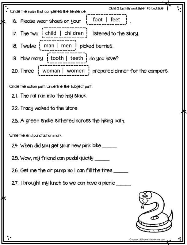 irregular noun worksheet grade 2