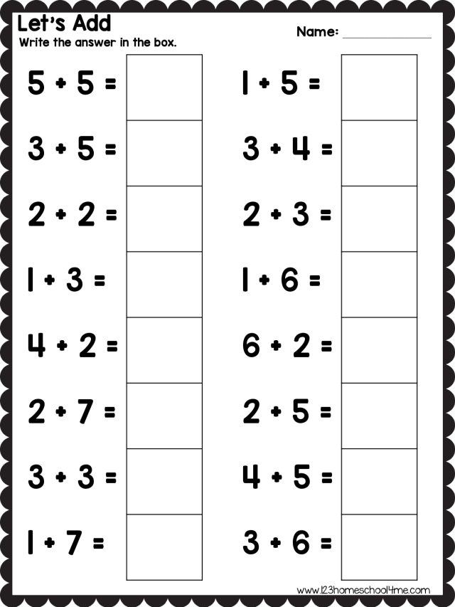 Free Adding Sheets for Kindergarten Math