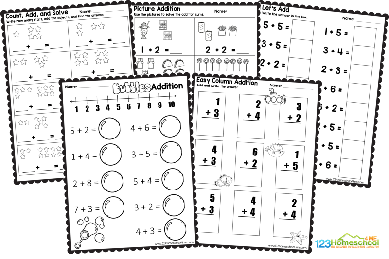 kindergarten math worksheets addition