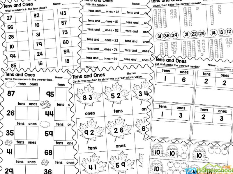place value ones tens worksheets