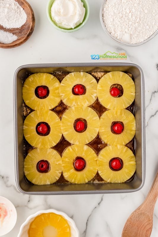 put cherry inside each pineapple ring