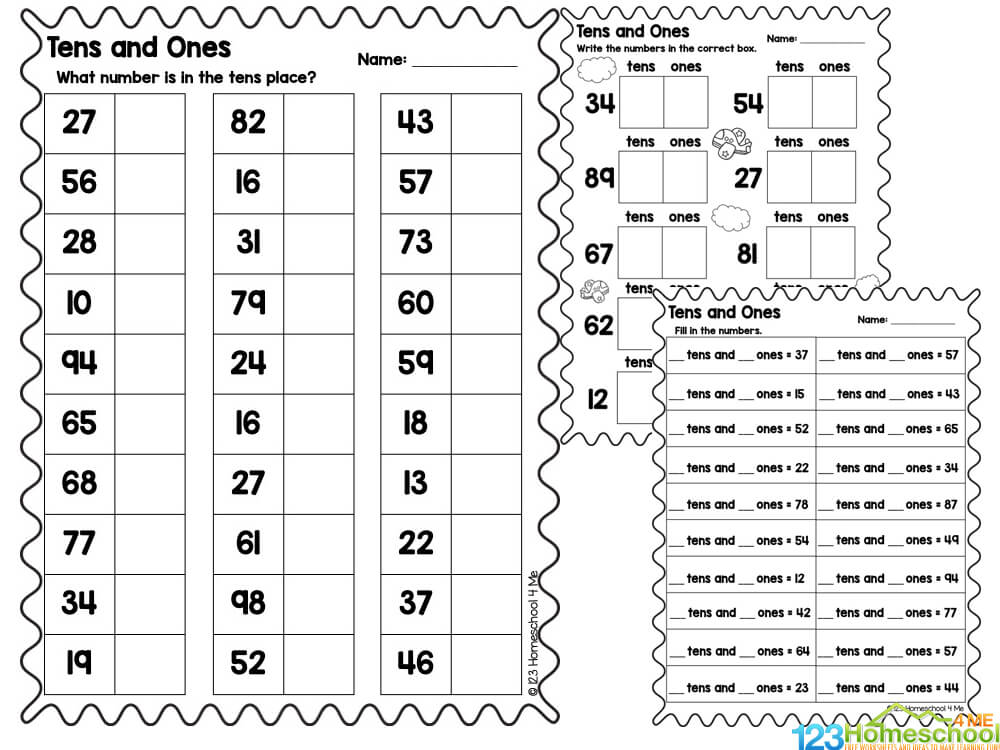 Ones Tens Worksheets for Kindergarten