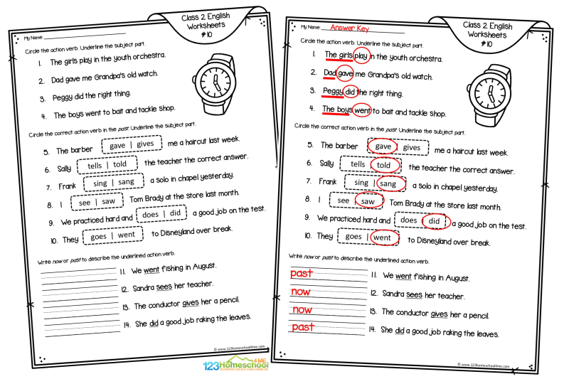year 2 english worksheets