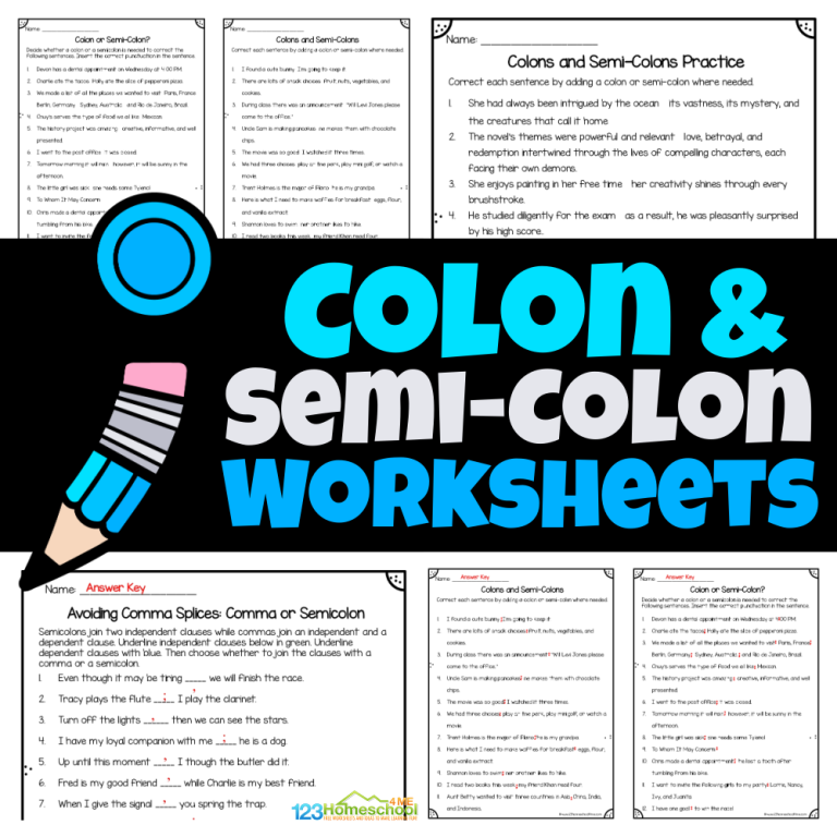Check out our FREE Colon and Semicolon Worksheets to help middle and high school students work on grammar — answer key included in PDF!