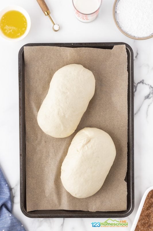 allow dough to rise until dougle Once your dough has risen beautifully in the bread machine or through hand kneading, it’s time to shape those loaves and continue the baking adventure!
Start by dividing the dough in half. Carefully mold each piece into two 3x6-inch loaves, making sure not to overwork the dough for the best results. Place the loaves on a parchment-lined baking sheet and cover them with plastic wrap. Now, let them rise in a warm spot until they’re nice and puffy—this should take about 30 minutes to an hour.