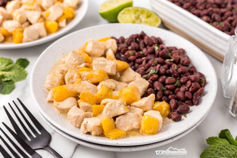 Satisfy your cravings with our Coconut Mango Chickenโa juicy, tropical delight that's easy to make and perfect with black beans and rice!