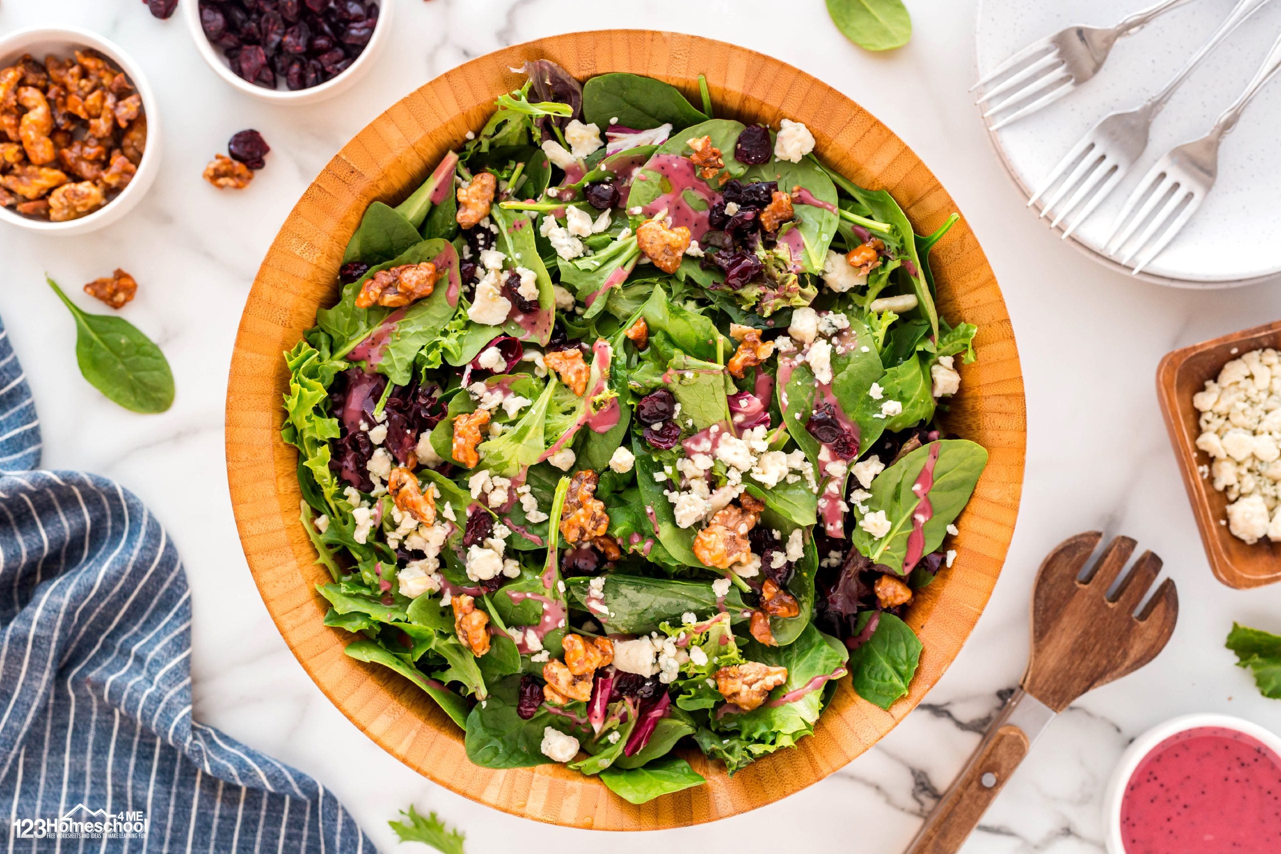 Elevate your salads with a delicious candied walnut and gorgonzola mix, and feel free to add cranberries, pears, or apples for an extra flavor boost!