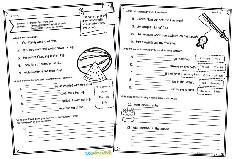 2nd grade language arts worksheets