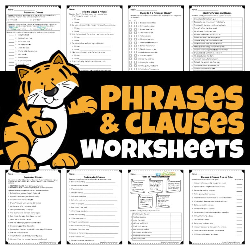 Enhance your English grammar skills with our free 11-page phrases and clauses worksheets with exercises for middle and high school students!