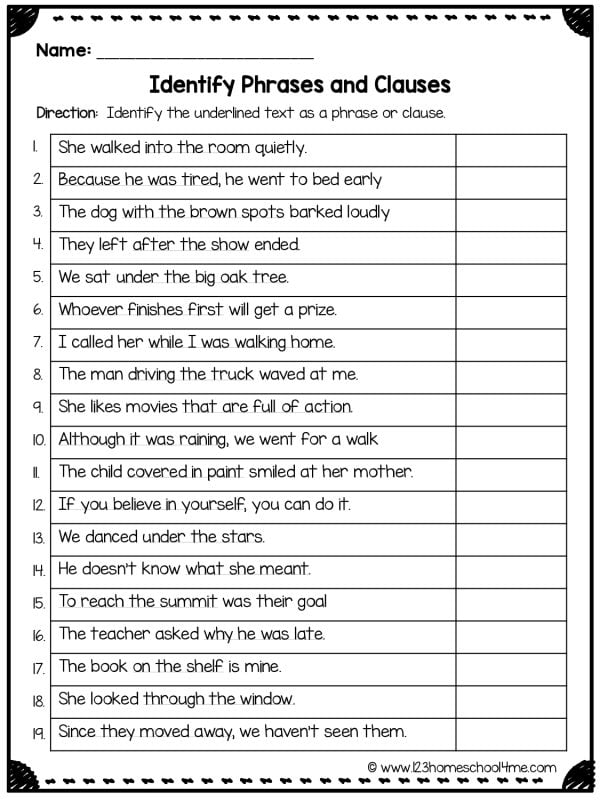 Identify Phrases and Clauses