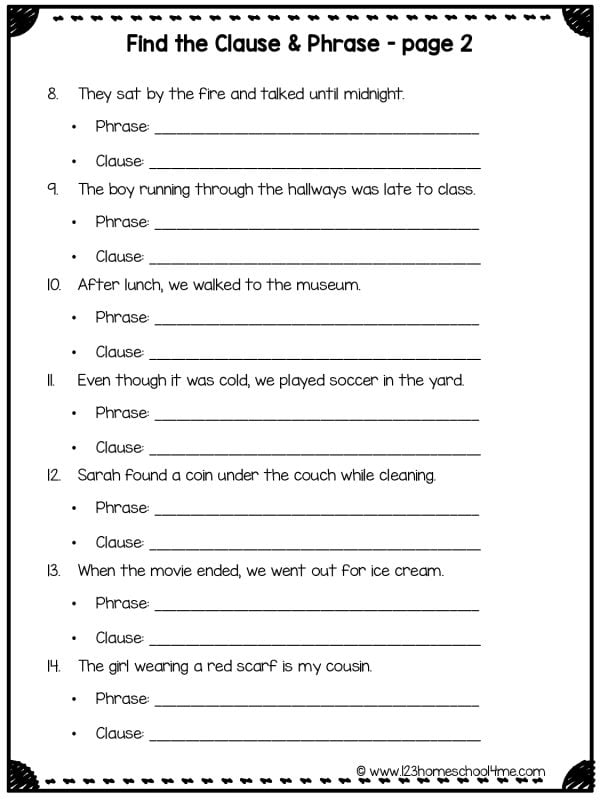 Phrases and Clauses Practice