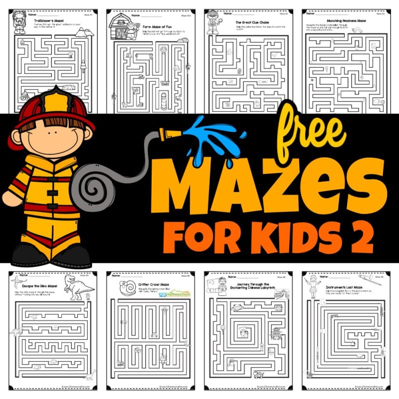 Download free printable mazes for kindergarten, 1st & 2nd grade students to improve problem-solving and fine motor skills with no-prep kids activities!