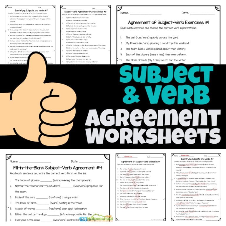 Check out these free worksheets to help high school students master subject-verb agreement, perfect for reinforcing grammar and ACT review!