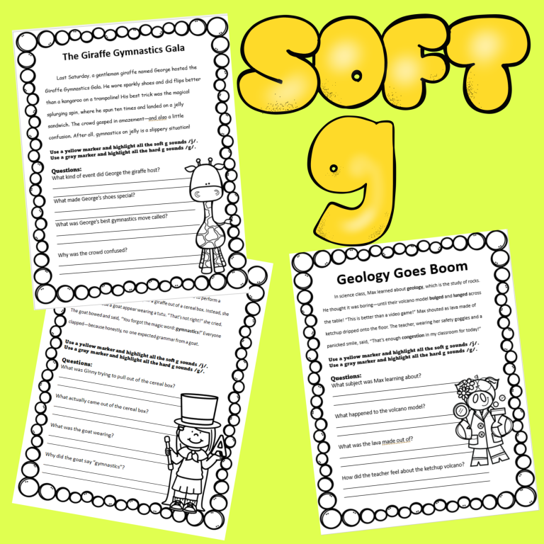 hard and soft g worksheet