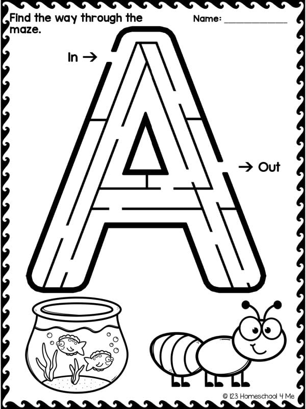 letter a maze
